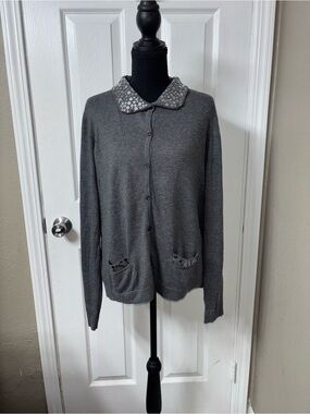 George Gray Button-Front Cardigan with Sequined Collar